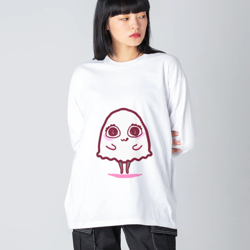 Ri0のいたずらおばけちゃん(ぴんく) ビッグシルエットロングスリーブTシャツ