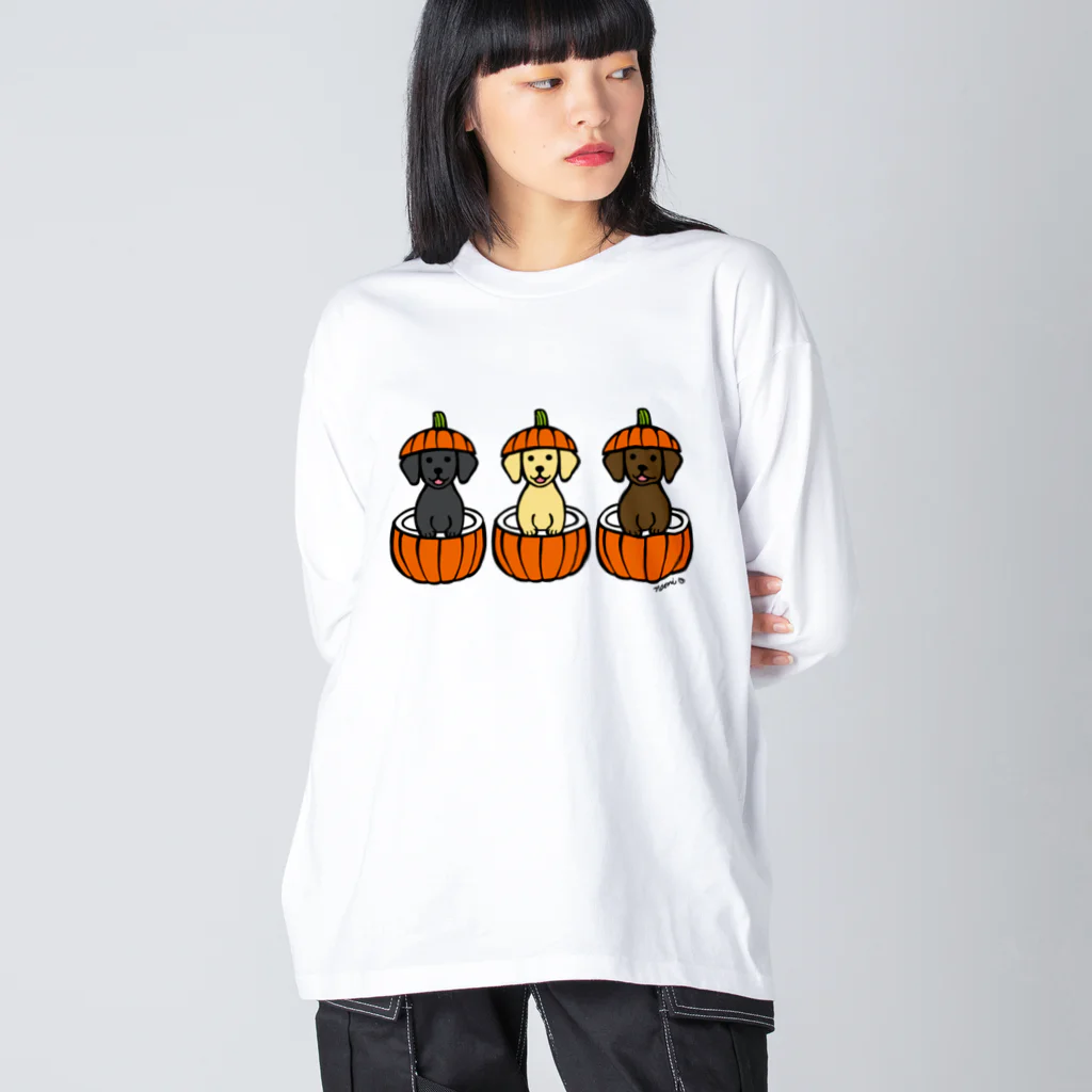 ハッピー・ラブラドールズのハロウィンかぼちゃのラブラドール Big Long Sleeve T-Shirt