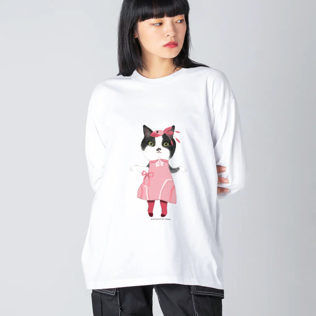 wokasinaiwoのフラミンゴちょびちゃん。 ビッグシルエットロングスリーブTシャツ