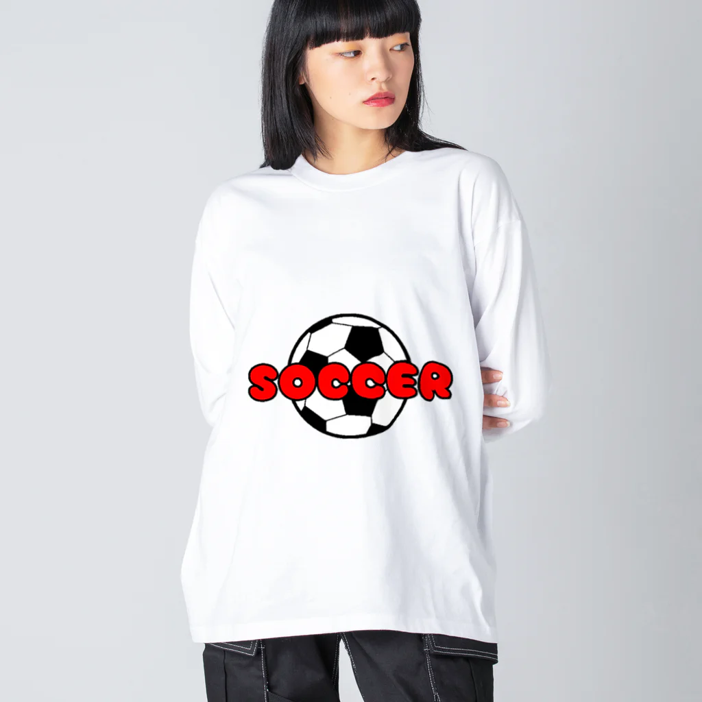 happy_25chanのサッカーボール柄（レッド） ビッグシルエットロングスリーブTシャツ