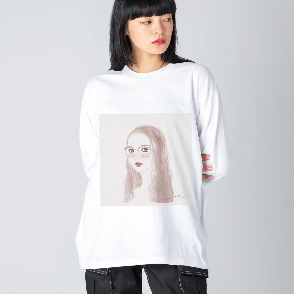 ナナエ🌼ｲﾗｽﾄﾚｰﾀｰ+美容ﾌﾞﾛｶﾞｰのメガネ女子 Big Long Sleeve T-Shirt