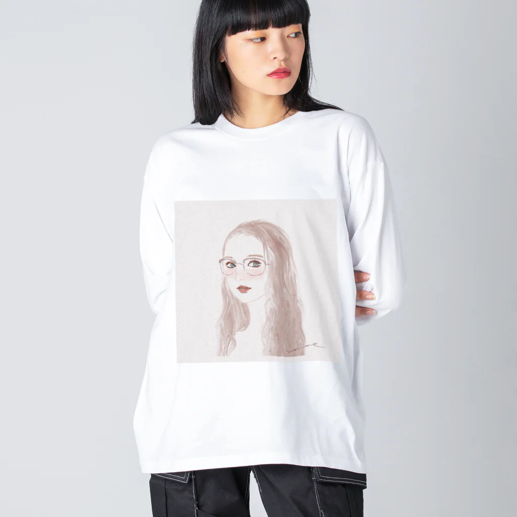 ナナエ🌼ｲﾗｽﾄﾚｰﾀｰ+美容ﾌﾞﾛｶﾞｰのメガネ女子 ビッグシルエットロングスリーブTシャツ