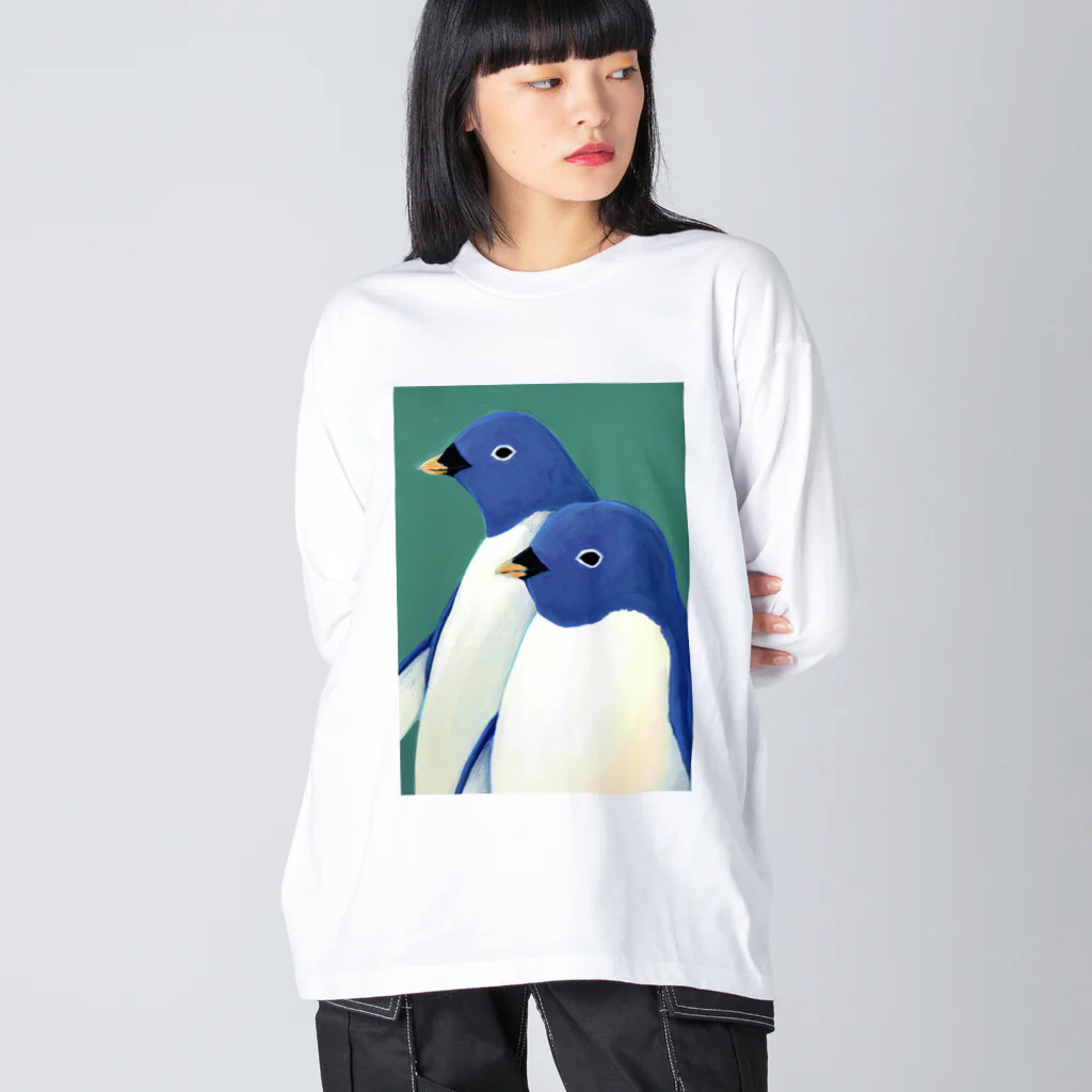 MashMashのペンギン肖像画 ビッグシルエットロングスリーブTシャツ