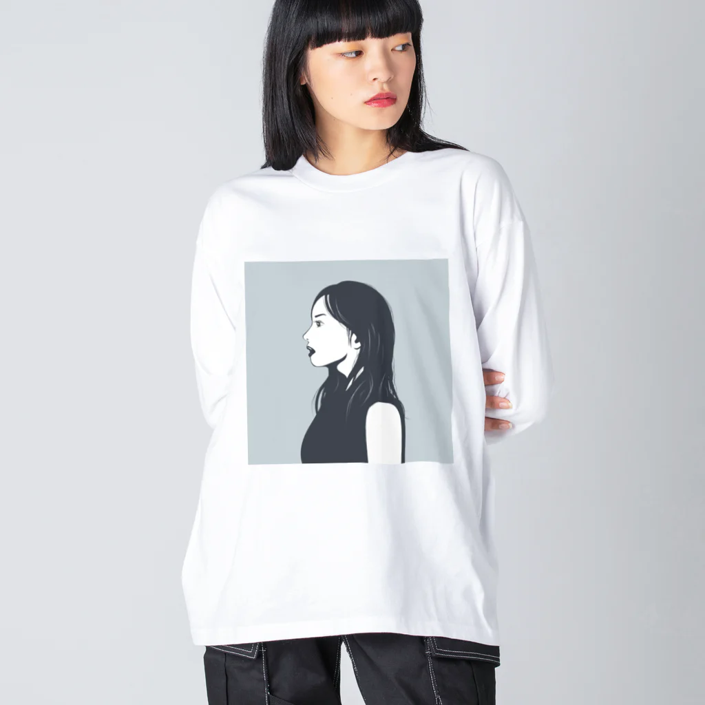 R-design STOREのクールな女性の横顔 Big Long Sleeve T-Shirt