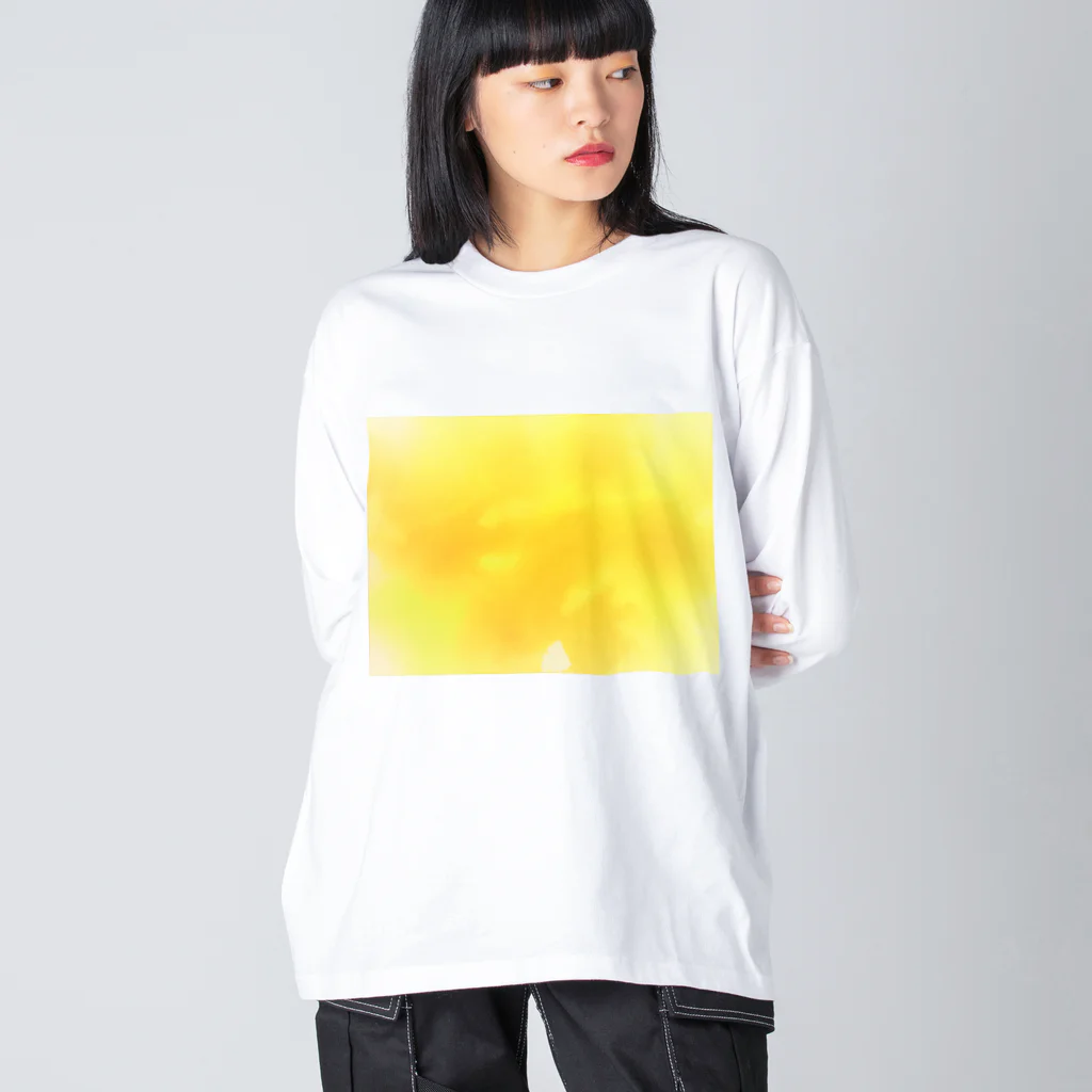 水彩 Ao_watercolorのAutumn Yellow　水彩 ビッグシルエットロングスリーブTシャツ