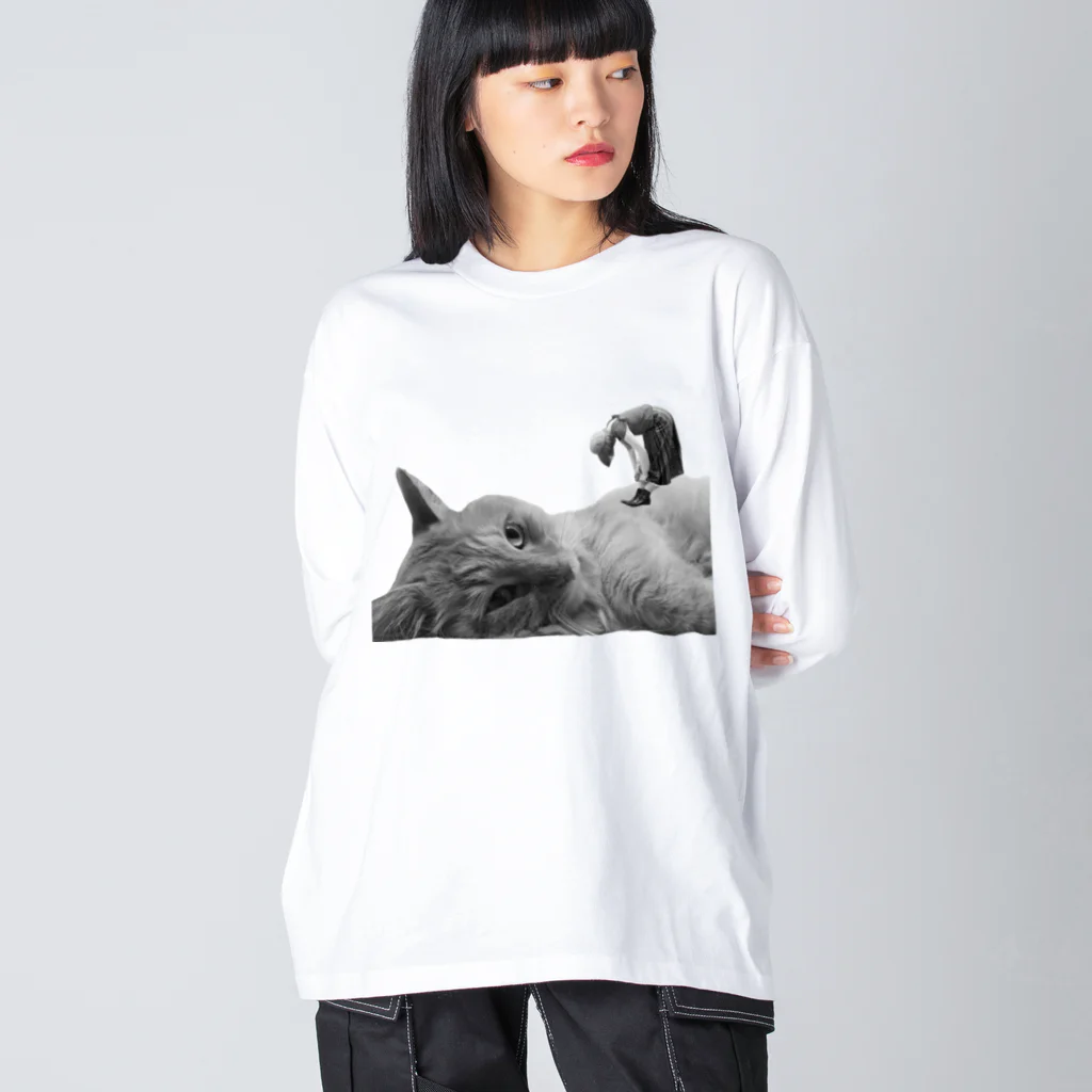 ほのかすまいる🐱歌×猫のほのけんグッズ2020!(白黒) ビッグシルエットロングスリーブTシャツ