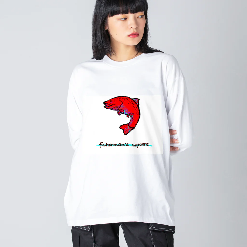 やくしんじ しんじのfisherman's square『Red trout』 ビッグシルエットロングスリーブTシャツ