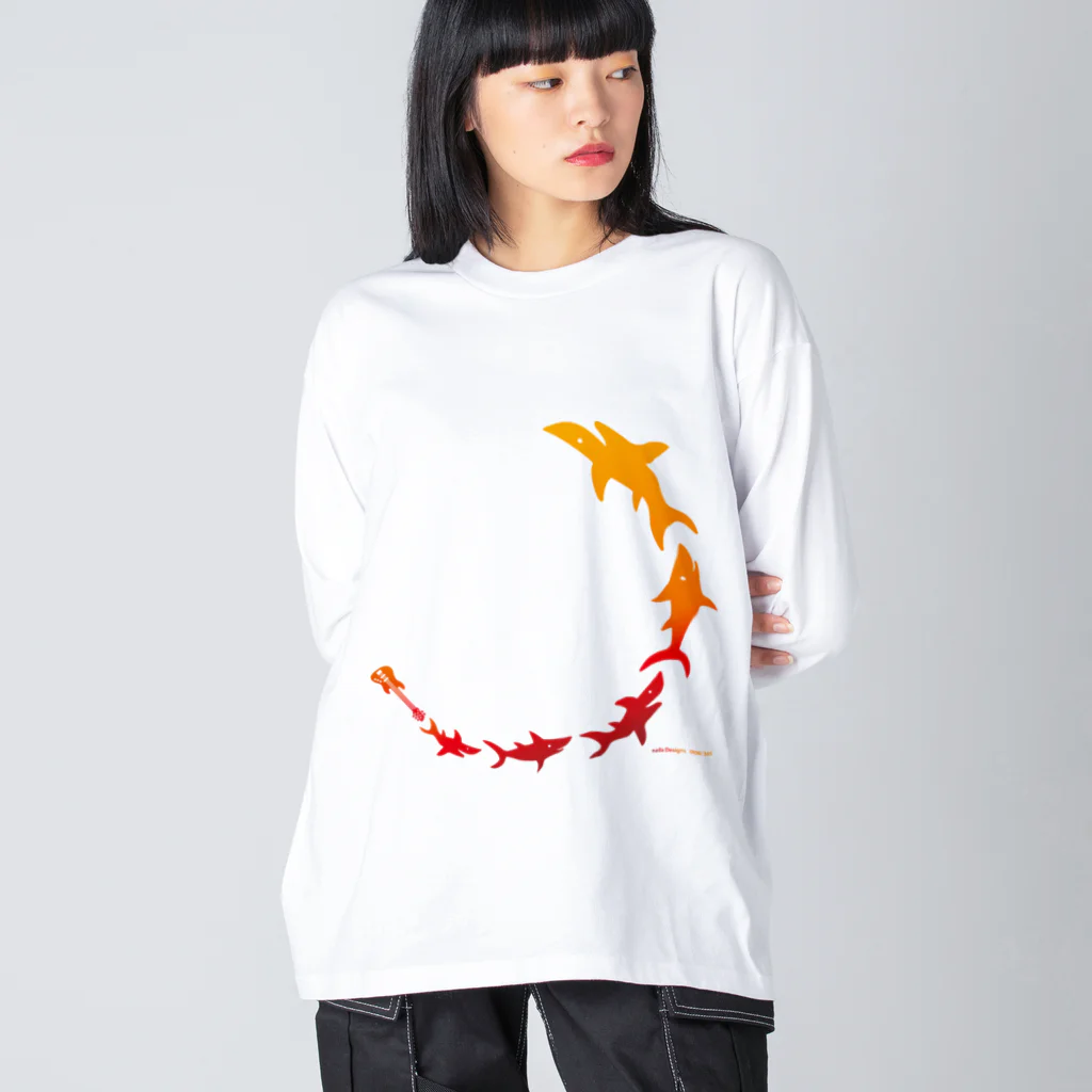 さかたようこ / サメ画家の飛び出すSAME BASS Big Long Sleeve T-Shirt