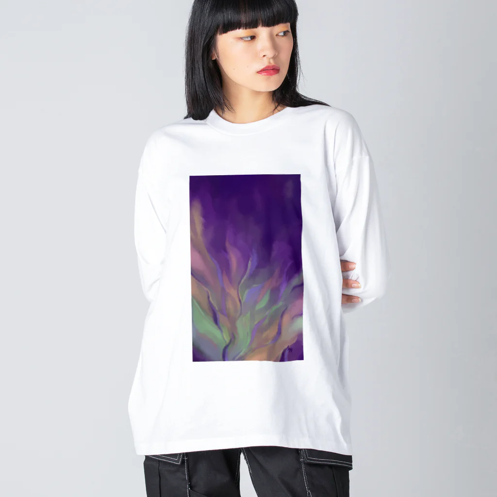 みうじあむ ち博の夜の森〈Drawing〉 Big Long Sleeve T-Shirt