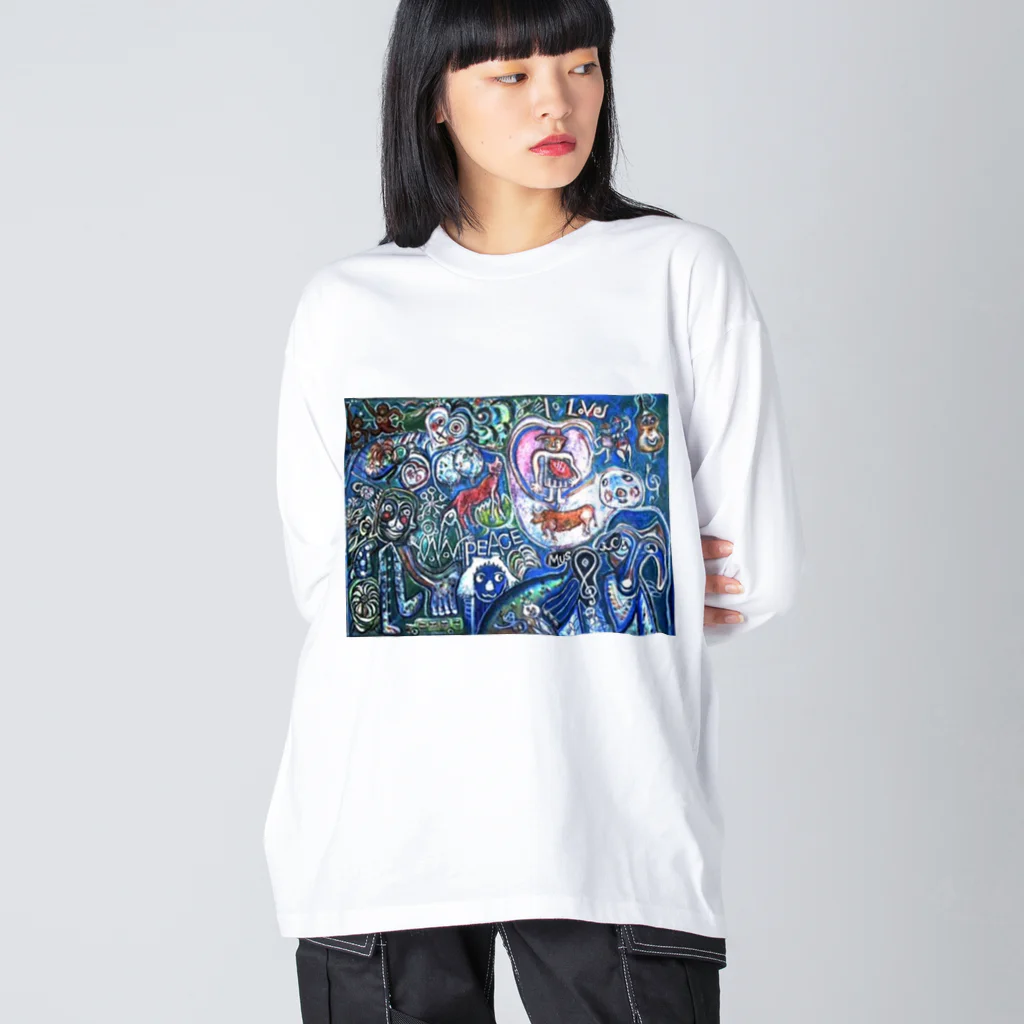 KariyushiYoronのLove&Peace ビッグシルエットロングスリーブTシャツ