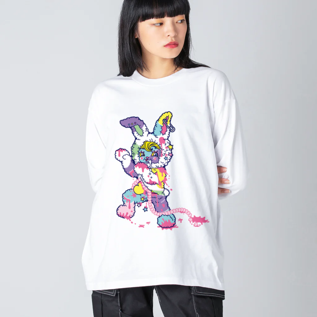 Cɐkeccooのうさぎのラビ★スリラーハロウィン-ゾンビ-パステル ビッグシルエットロングスリーブTシャツ