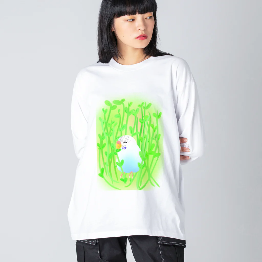 Lily bird（リリーバード）の豆苗まみれのセキセイちゃん Big Long Sleeve T-Shirt