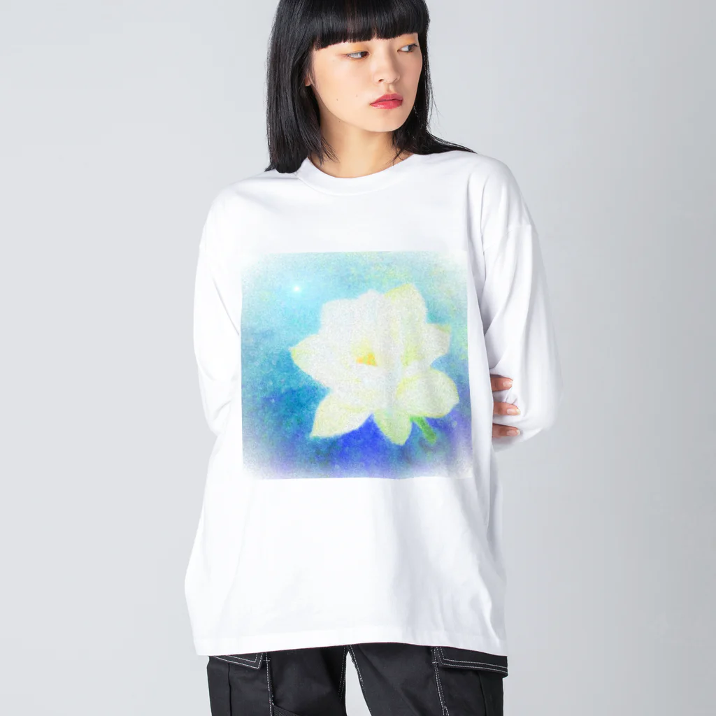 ぽんぽんあーと工房の宇宙に咲いた白い蓮 Big Long Sleeve T-Shirt