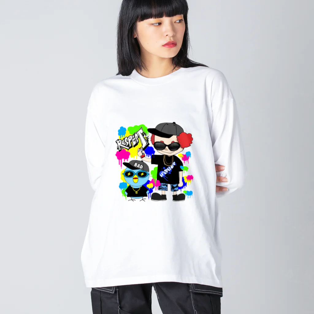 秘密結社(ㆁөㆁ)青い鳥のギャングスタ＆唯我HIPHOP丸シリーズ Big Long Sleeve T-Shirt