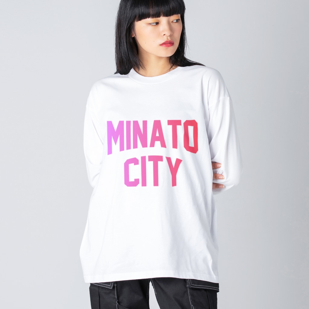 JIMOTO Wear Local Japanの港区 MINATO CITY ロゴピンク Big Long Sleeve T-Shirt