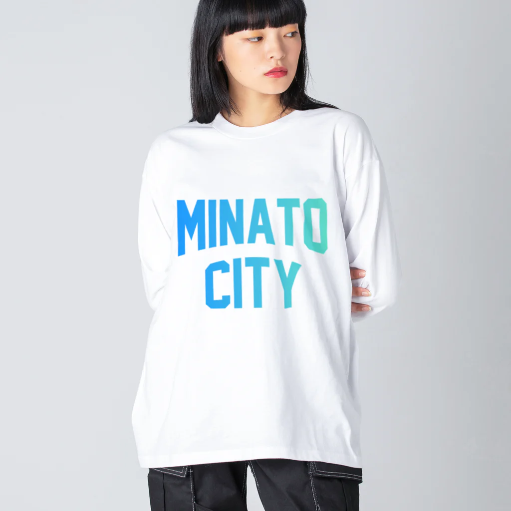 JIMOTO Wear Local Japanの港区 MINATO CITY ロゴブルー ビッグシルエットロングスリーブTシャツ