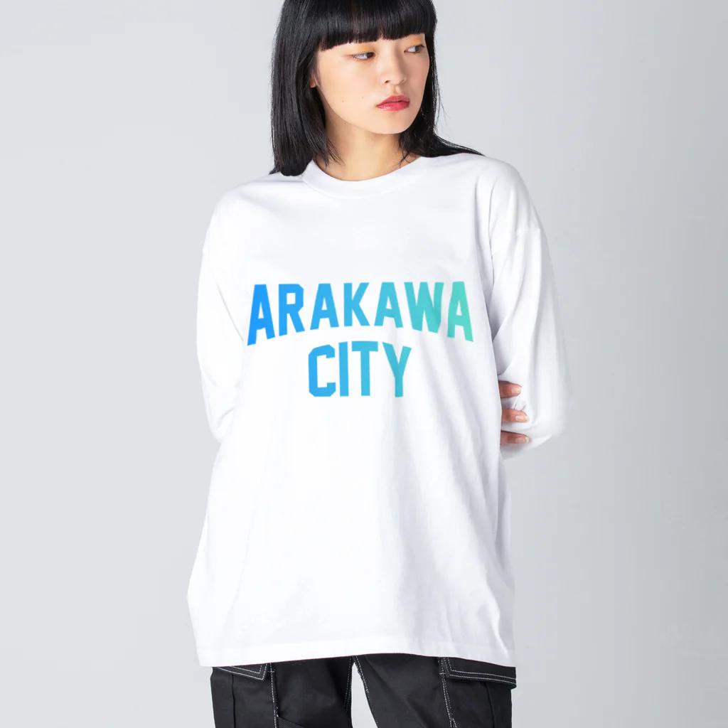 JIMOTO Wear Local Japanの荒川区 ARAKAWA WARD ロゴブルー ビッグシルエットロングスリーブTシャツ