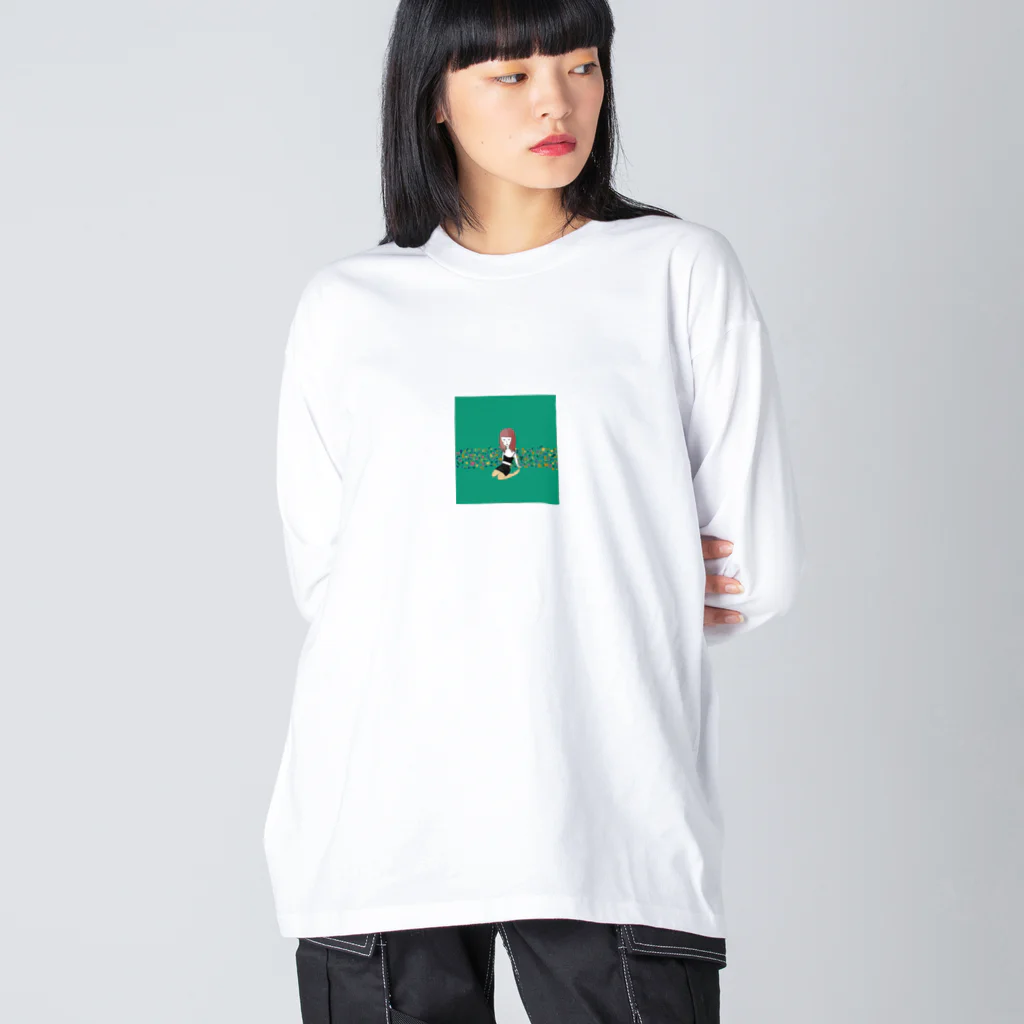 Moyaの緑の女の子 ビッグシルエットロングスリーブTシャツ