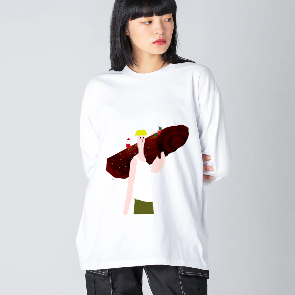 Danke Shoot Coffeeのブッシュドノエルを持ち帰る土木作業員 Big Long Sleeve T-Shirt