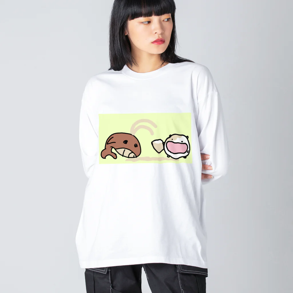 ダイナマイト87ねこ大商会のくじらミルクティーL寸１つ下さいなねこです Big Long Sleeve T-Shirt