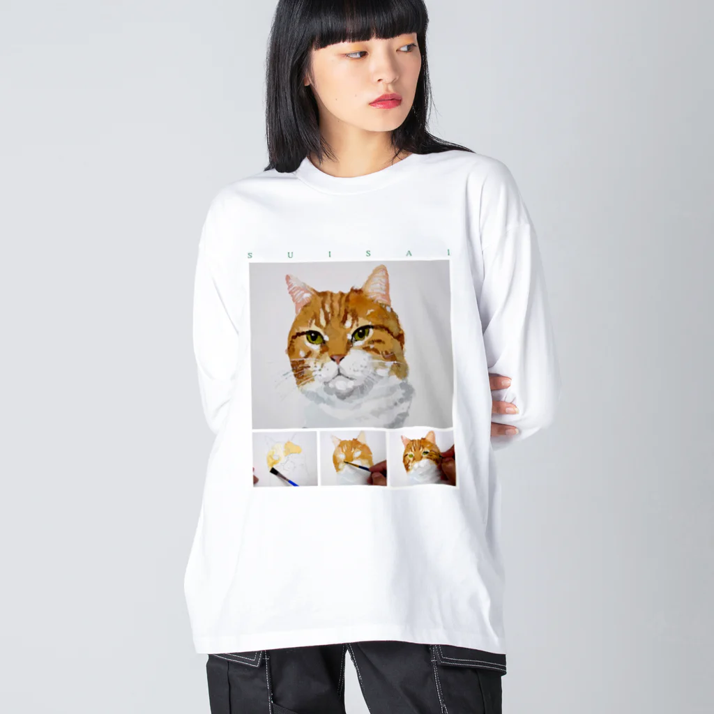 源内コンセプションの【水彩】 ねこ ビッグシルエットロングスリーブTシャツ