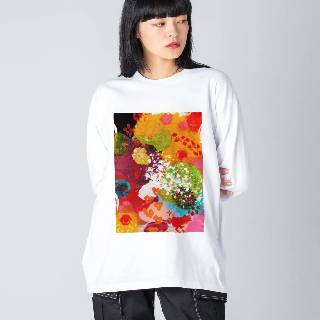 siibaの森のお花畑（近視） ビッグシルエットロングスリーブTシャツ