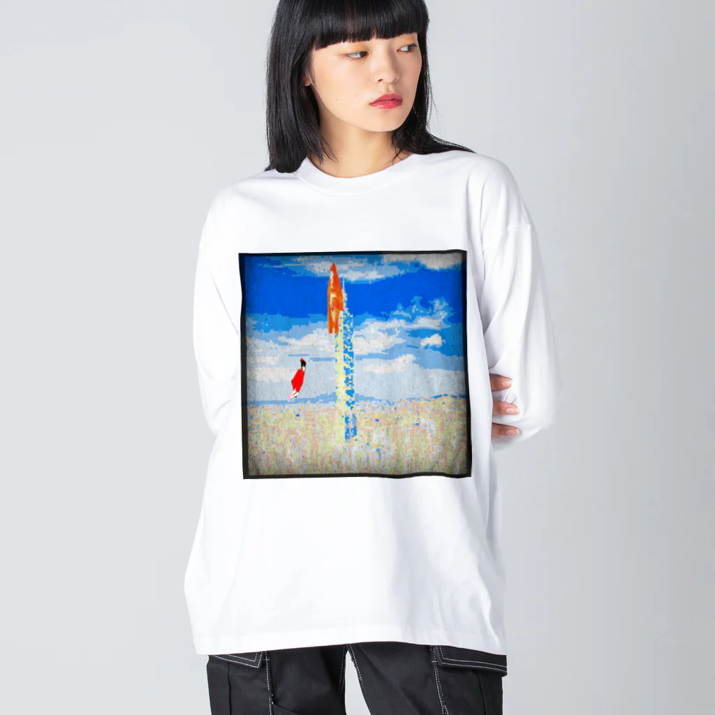 Danke Shoot Coffeeのキンシコウは雲に乗ろうとする Big Long Sleeve T-Shirt