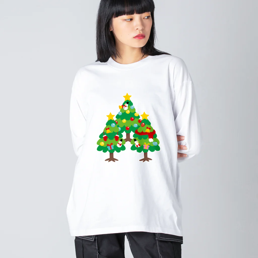 イラスト MONYAAT の森さんのクリスマスA クリスマスツリー ビッグシルエットロングスリーブTシャツ