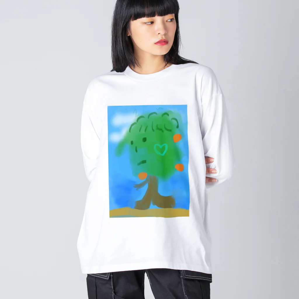 ぷ～まる◎のびっくりshopの木が歩く ビッグシルエットロングスリーブTシャツ