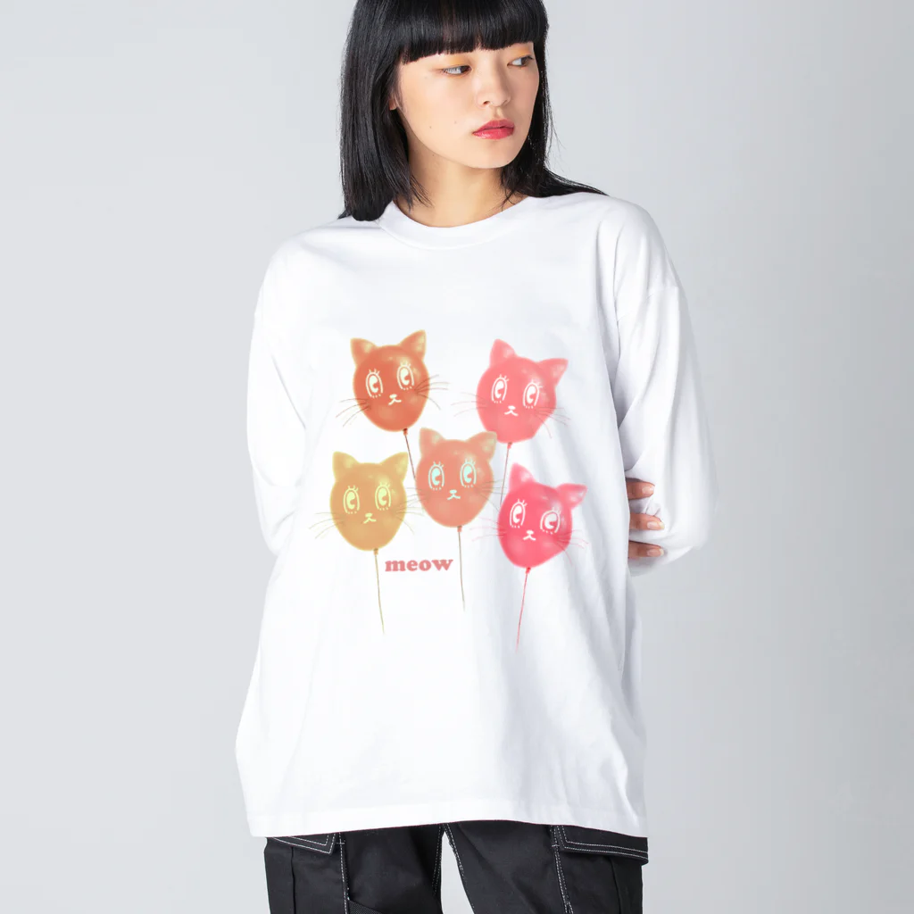 yuccoloの風船猫 ビッグシルエットロングスリーブTシャツ