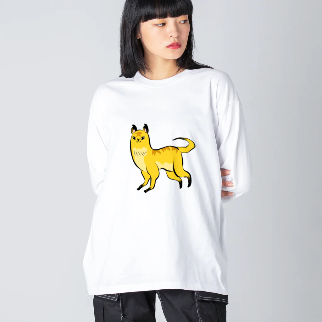 かわいい尻子玉の天啓猫さん(文字なし) ビッグシルエットロングスリーブTシャツ