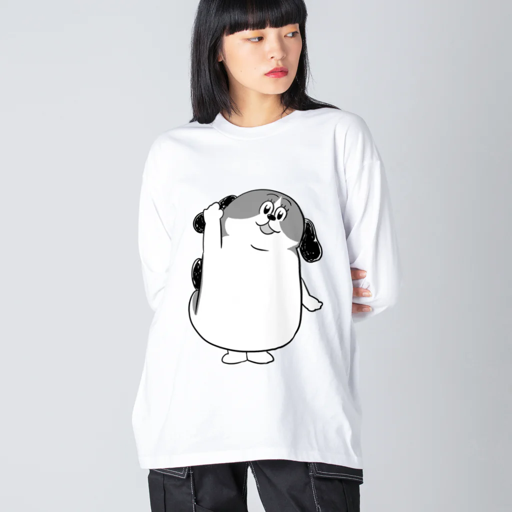 マツバラのもじゃまるはーい！　白黒 Big Long Sleeve T-Shirt