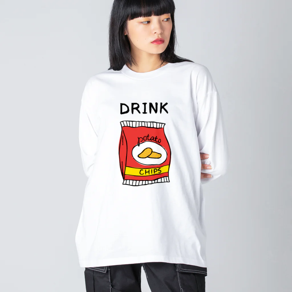 gemgemshopのポテチは飲み物 ビッグシルエットロングスリーブTシャツ