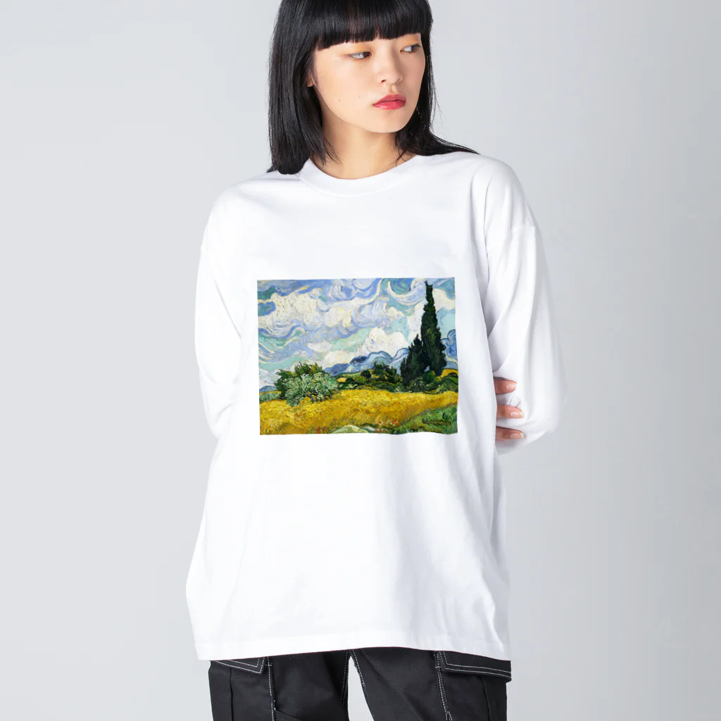 鉄火巻きのゴッホ_糸杉のある麦畑 Big Long Sleeve T-Shirt