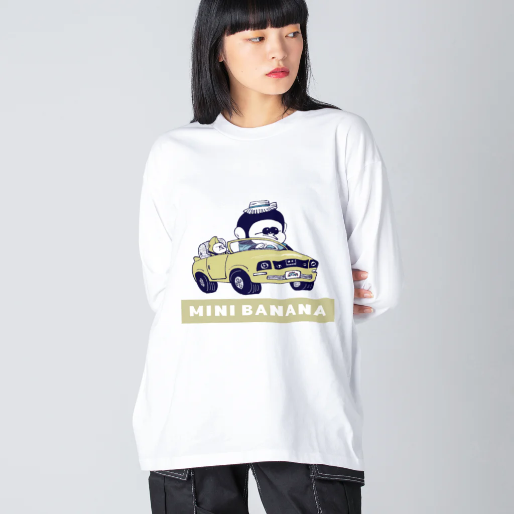 MINI BANANA ゴリラの親子のMINI BANANA　車 ビッグシルエットロングスリーブTシャツ
