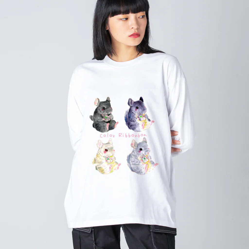 しず華＊(カラー･リボンボン)のチンチラ Big Long Sleeve T-Shirt