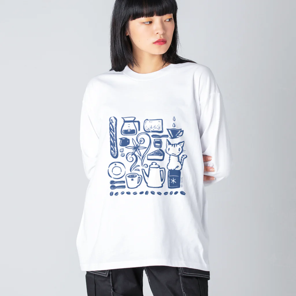 冬夜制作室のパンとコーヒーと…。 ビッグシルエットロングスリーブTシャツ