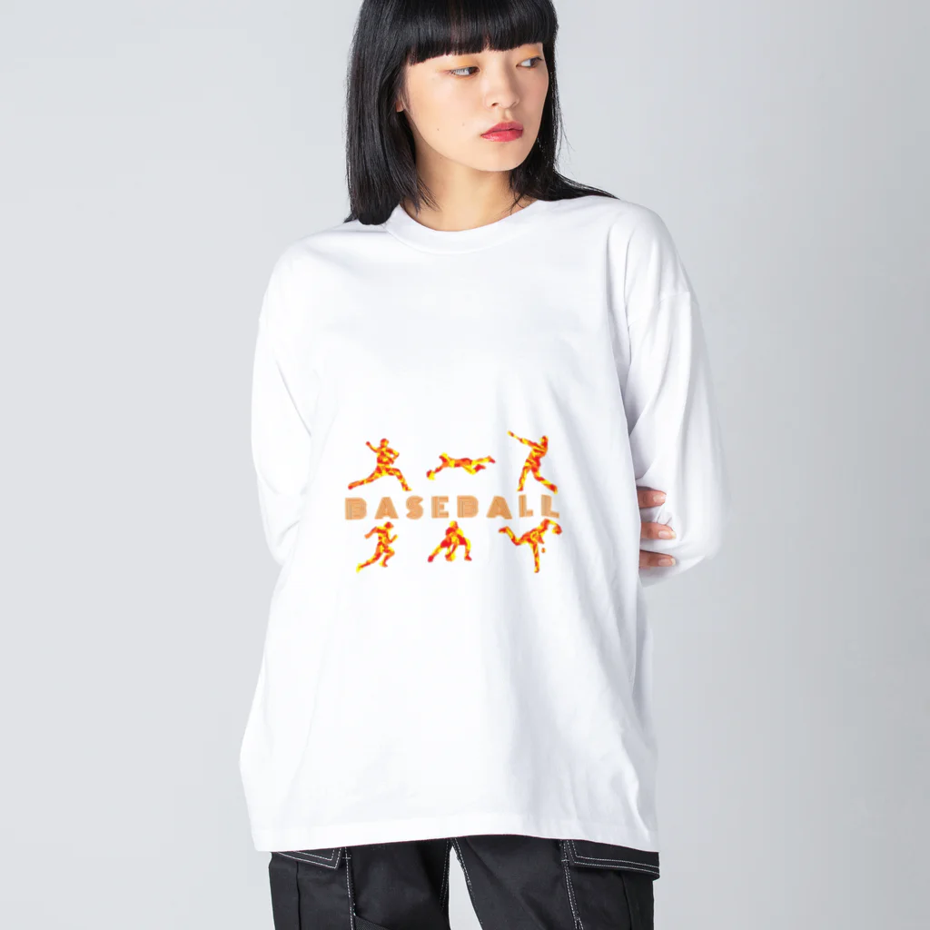 ベースボール一八の野球迷彩柄レッド系 Big Long Sleeve T-Shirt