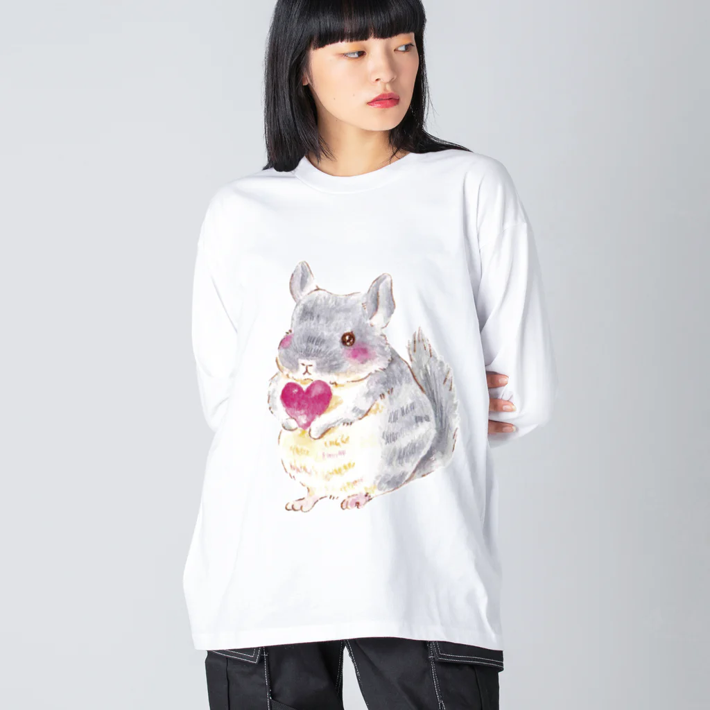 しず華＊(カラー･リボンボン)のきゅんきゅんチンチラ ビッグシルエットロングスリーブTシャツ