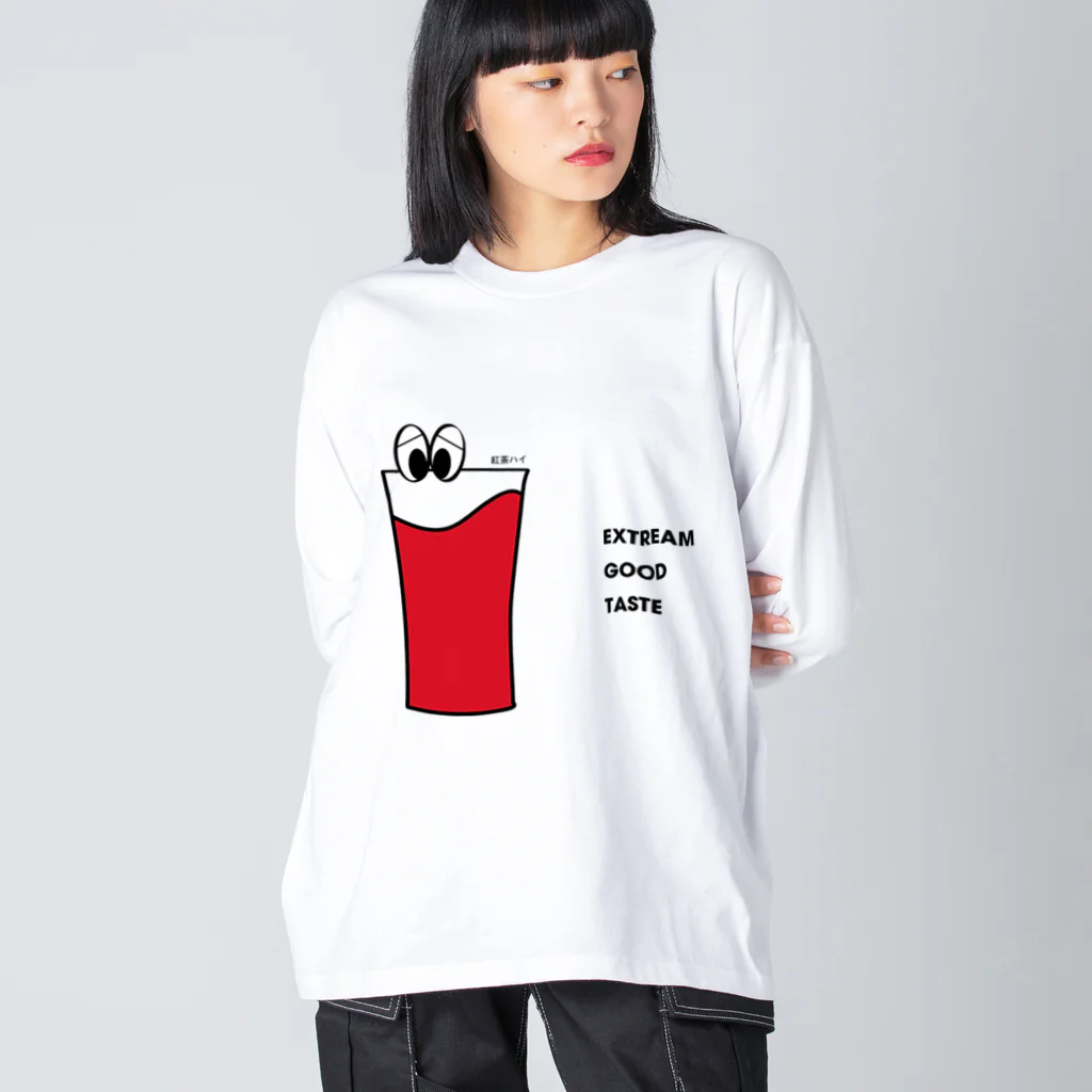 野良ブックストアーの紅茶ハイくん ビッグシルエットロングスリーブTシャツ