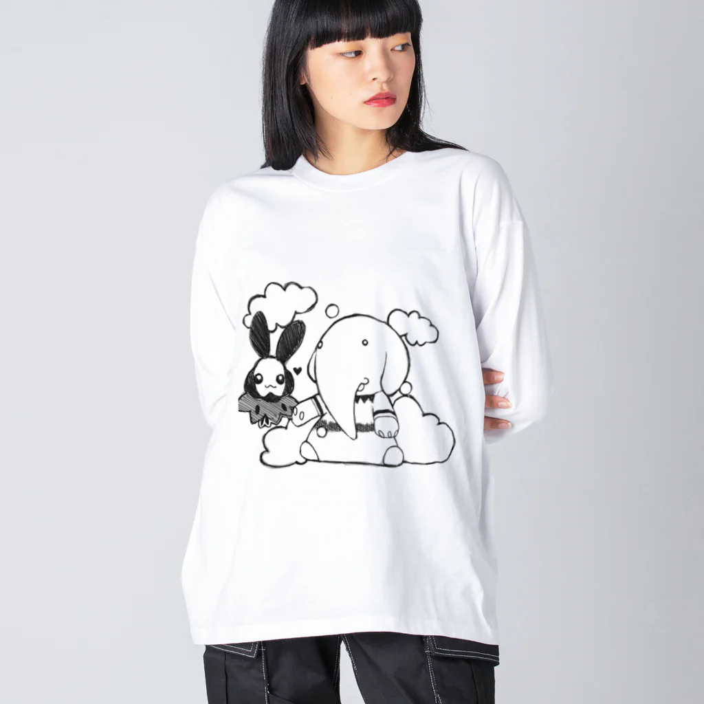 yuringのぱおんくんとうさはねちゃん。 ビッグシルエットロングスリーブTシャツ