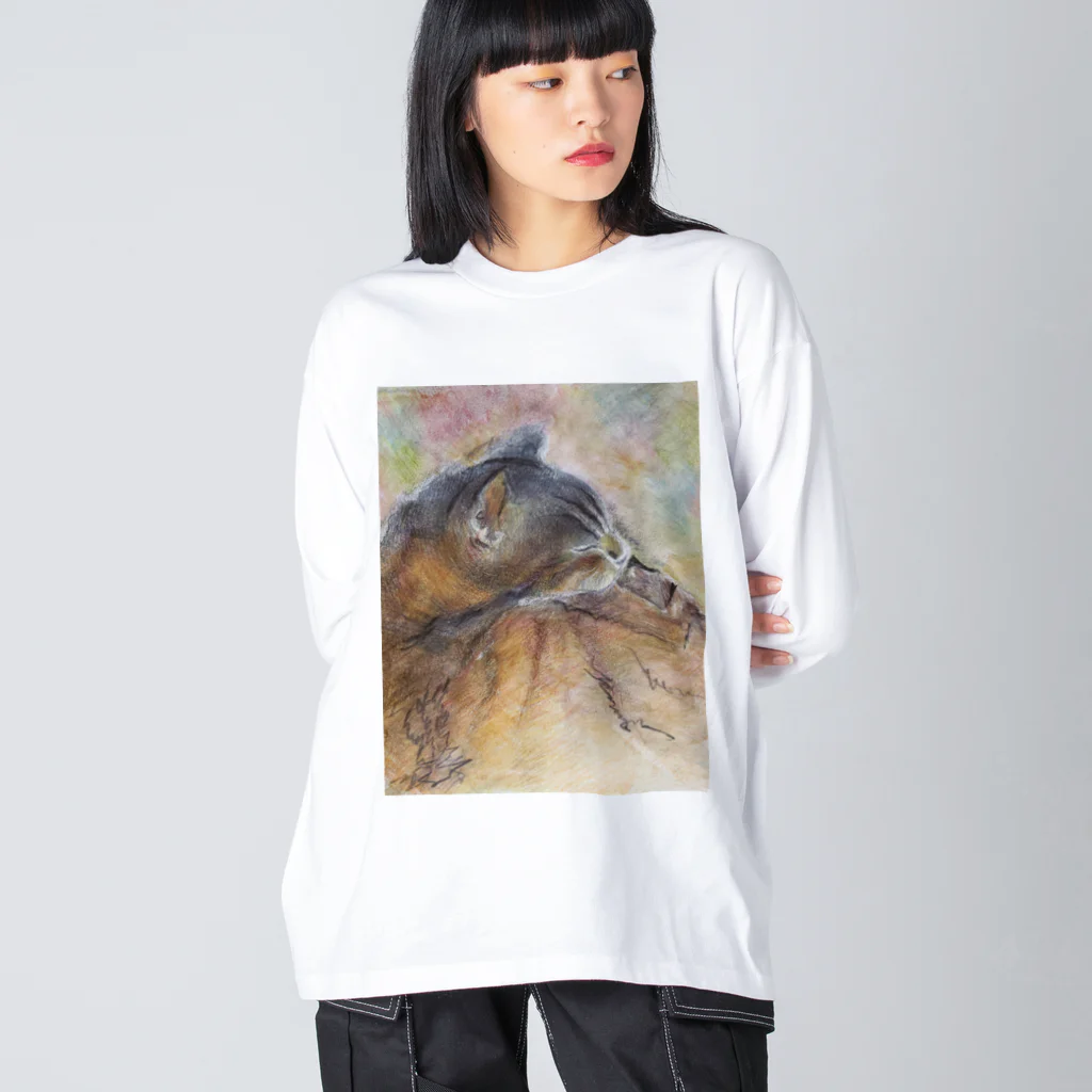 poponohaneのねむねむねこ ビッグシルエットロングスリーブTシャツ