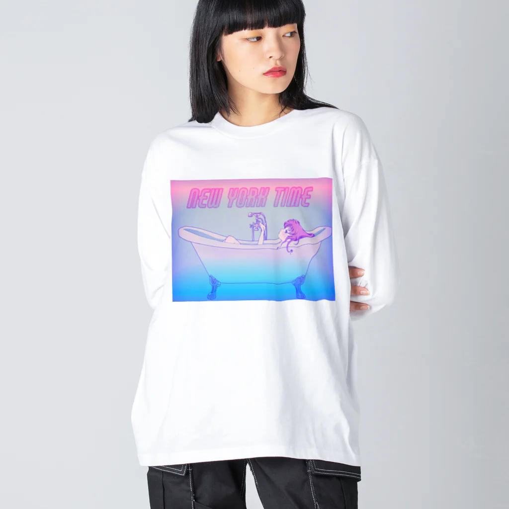 たゆたるのNEWYORK time(ピンク) Big Long Sleeve T-Shirt