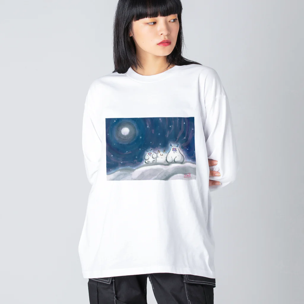 もり うめこの雪オトコと雪ダルマ ビッグシルエットロングスリーブTシャツ