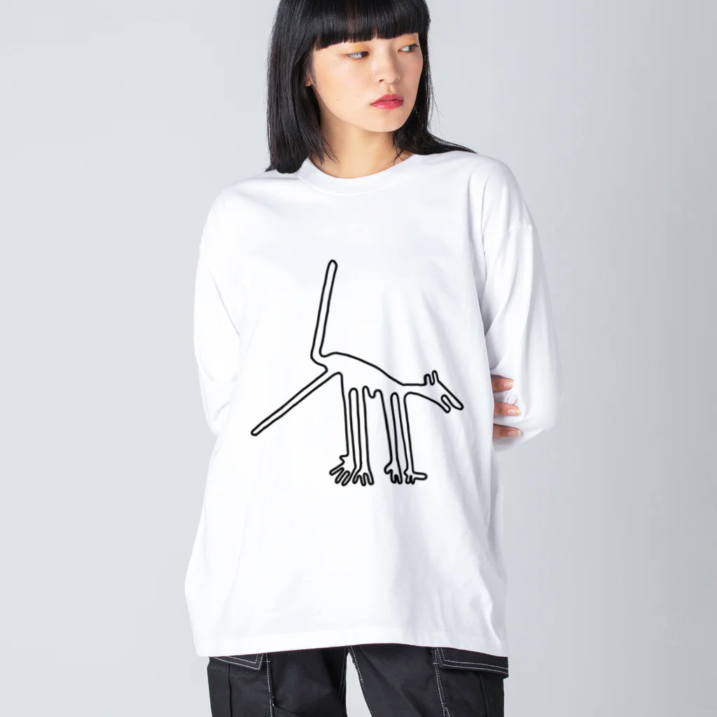 puikkoのナスカの地上絵　犬（黒） ビッグシルエットロングスリーブTシャツ