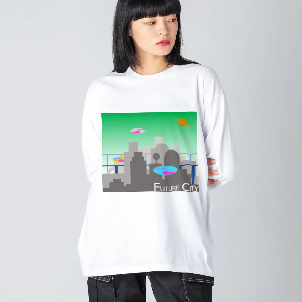 ピアンポン -phangpon-のFUTURE CITY（街並） ビッグシルエットロングスリーブTシャツ