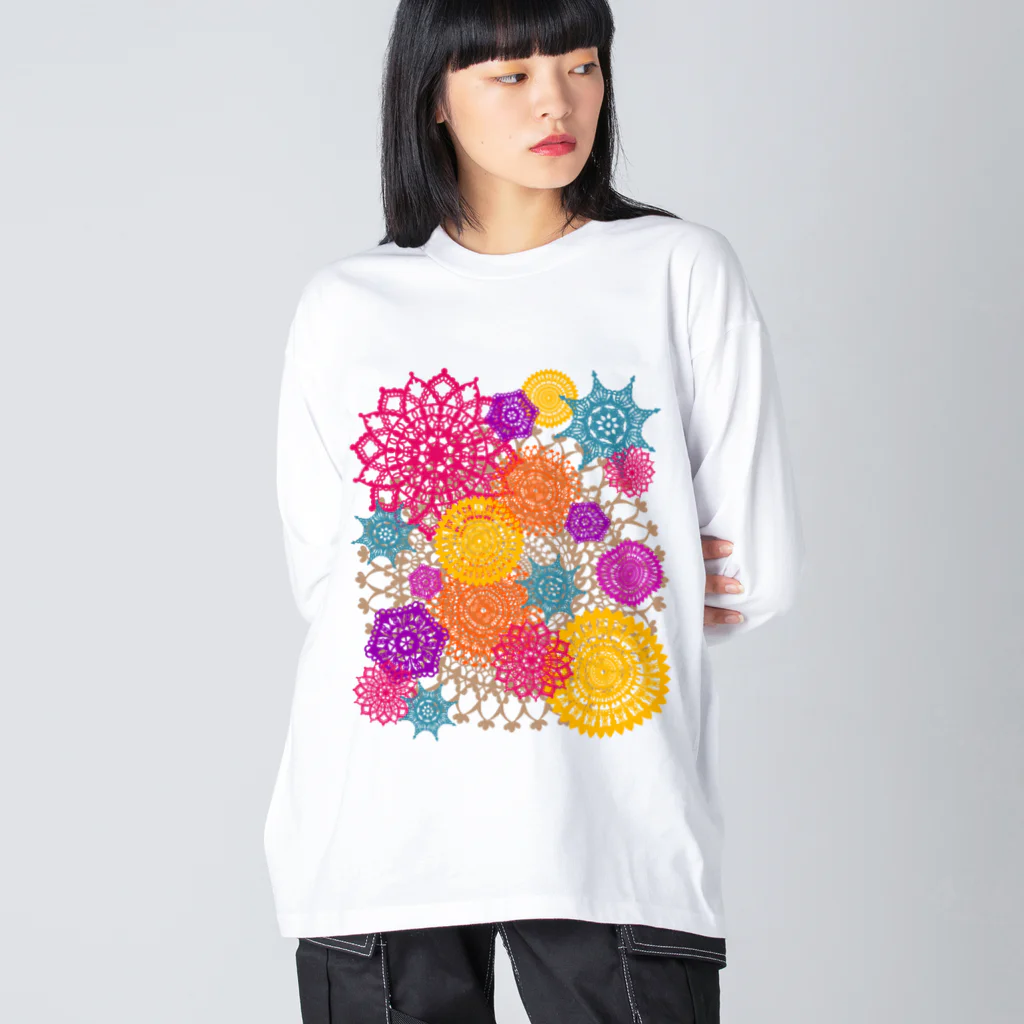 sandy-mのレースのお花畑 トロピカルカラー ビッグシルエットロングスリーブTシャツ