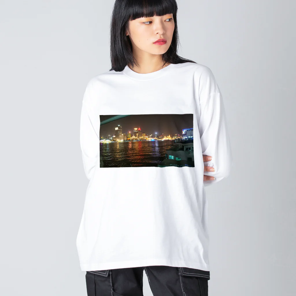 月華の夜上海船上情景 ビッグシルエットロングスリーブTシャツ