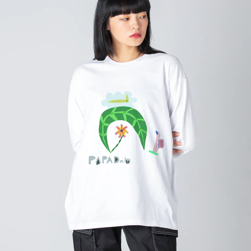 PAPADan【ぱぱだん】のดี ディ〜　タイ文字　花文字 Big Long Sleeve T-Shirt