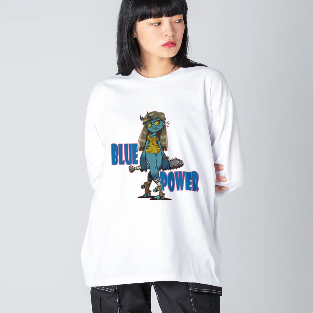 nidan-illustrationの“BLUE POWER” Big Long Sleeve T-Shirt
